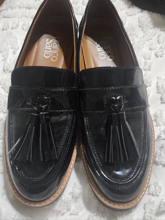 Franco Sarto Shoes - Franco Sarto Women's Carolynn Lug Sole Tassel Loafers Black Patent Leather, Sz 6